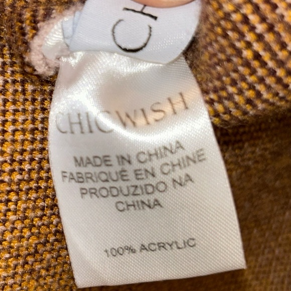 🛍️FOUR 4 THIRTY🛍️ Chicwish Lie In Check Fields Turtleneck Cape Sweater Mustard - Picture 8 of 9